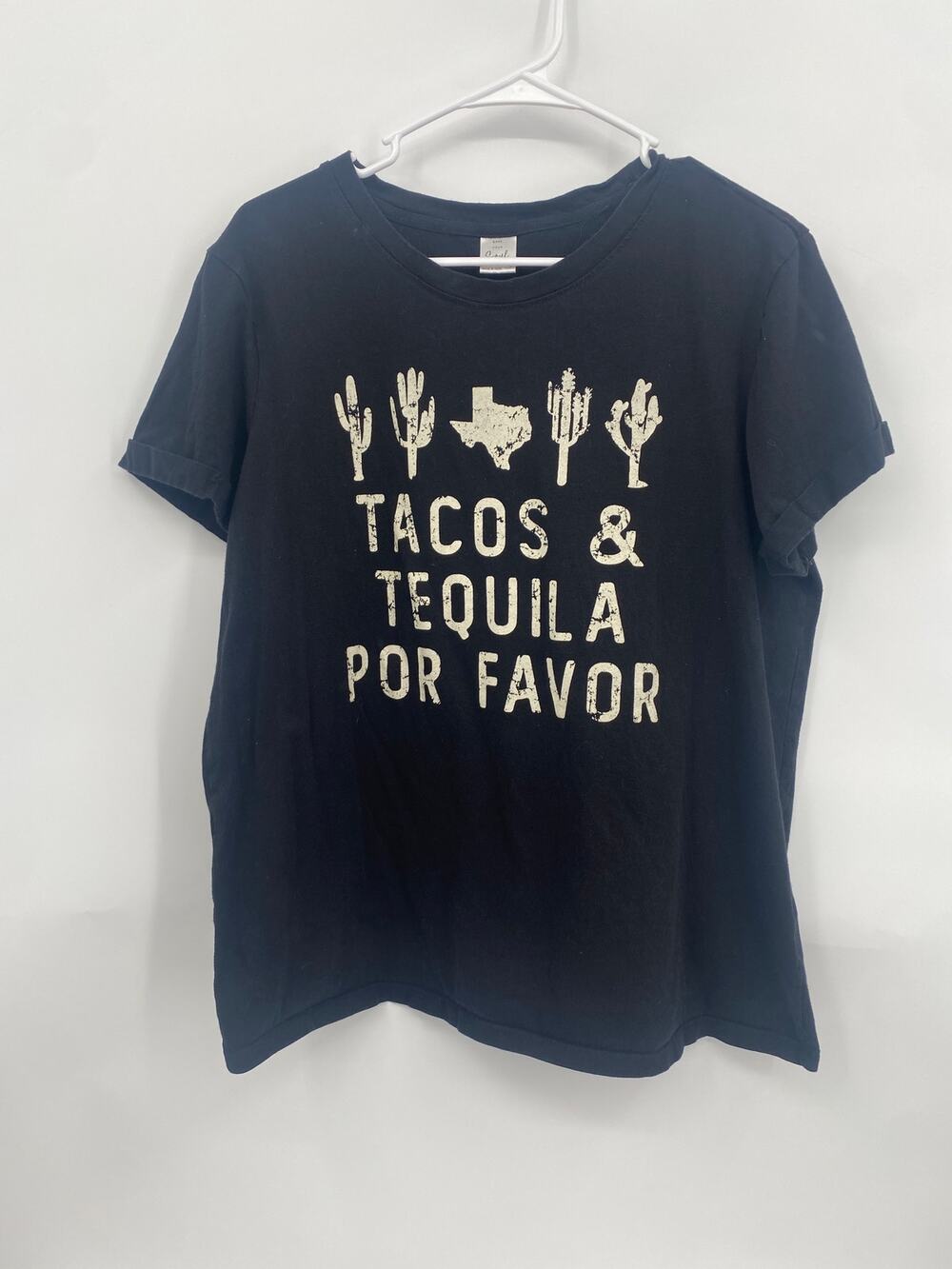 Bare Your Soul Black Tacos & Tequila Por Favor Graphic Tee XL